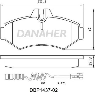 Danaher DBP1437-02 - Bremžu uzliku kompl., Disku bremzes ps1.lv