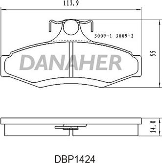 Danaher DBP1424 - Bremžu uzliku kompl., Disku bremzes ps1.lv