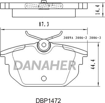 Danaher DBP1472 - Bremžu uzliku kompl., Disku bremzes ps1.lv