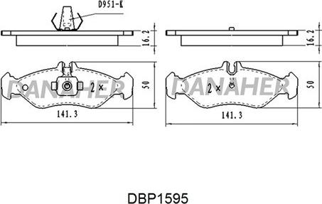 Danaher DBP1595 - Bremžu uzliku kompl., Disku bremzes ps1.lv