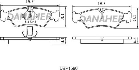 Danaher DBP1596 - Bremžu uzliku kompl., Disku bremzes ps1.lv