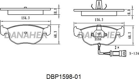 Danaher DBP1598-01 - Bremžu uzliku kompl., Disku bremzes ps1.lv