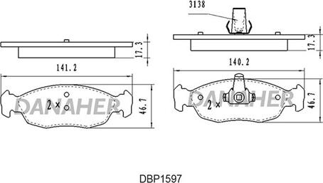 Danaher DBP1597 - Bremžu uzliku kompl., Disku bremzes ps1.lv