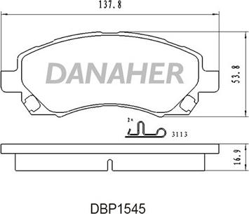 Danaher DBP1545 - Bremžu uzliku kompl., Disku bremzes ps1.lv