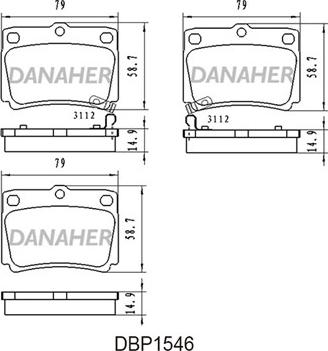 Danaher DBP1546 - Bremžu uzliku kompl., Disku bremzes ps1.lv