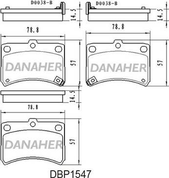 Danaher DBP1547 - Bremžu uzliku kompl., Disku bremzes ps1.lv