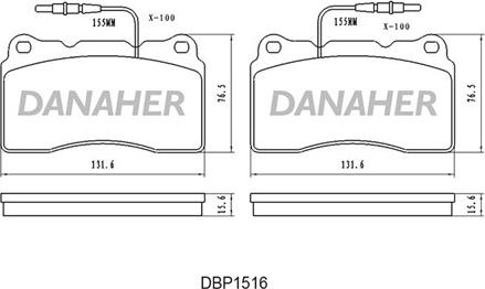 Danaher DBP1516 - Bremžu uzliku kompl., Disku bremzes ps1.lv