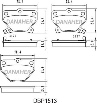 Danaher DBP1513 - Bremžu uzliku kompl., Disku bremzes ps1.lv