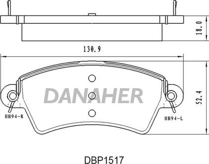 Danaher DBP1517 - Bremžu uzliku kompl., Disku bremzes ps1.lv