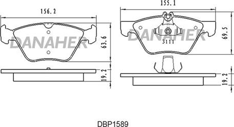 Danaher DBP1589 - Bremžu uzliku kompl., Disku bremzes ps1.lv