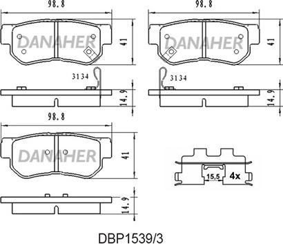 Danaher DBP1539/3 - Bremžu uzliku kompl., Disku bremzes ps1.lv