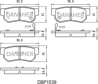 Danaher DBP1539 - Bremžu uzliku kompl., Disku bremzes ps1.lv