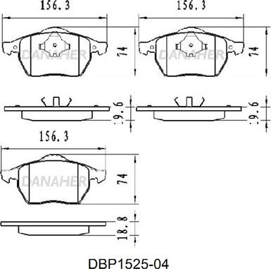 Danaher DBP1525-04 - Bremžu uzliku kompl., Disku bremzes ps1.lv