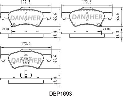 Danaher DBP1693 - Bremžu uzliku kompl., Disku bremzes ps1.lv