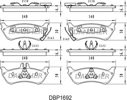 Danaher DBP1692 - Bremžu uzliku kompl., Disku bremzes ps1.lv