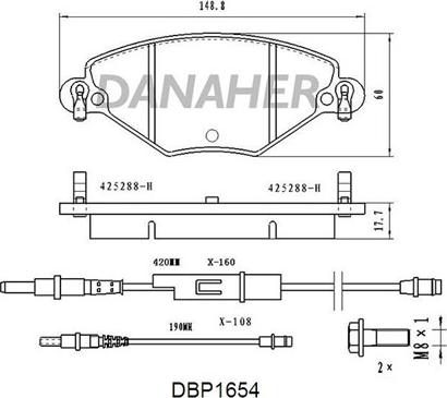 Danaher DBP1654 - Bremžu uzliku kompl., Disku bremzes ps1.lv