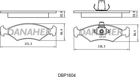 Danaher DBP1604 - Bremžu uzliku kompl., Disku bremzes ps1.lv