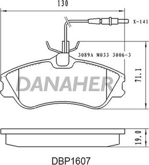 Danaher DBP1607 - Bremžu uzliku kompl., Disku bremzes ps1.lv