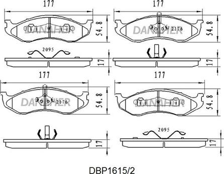 Danaher DBP1615/2 - Bremžu uzliku kompl., Disku bremzes ps1.lv