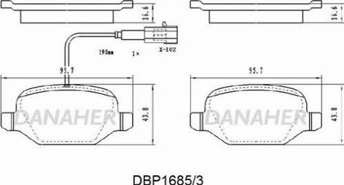 Danaher DBP1685/3 - Bremžu uzliku kompl., Disku bremzes ps1.lv