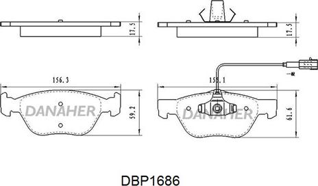 Danaher DBP1686 - Bremžu uzliku kompl., Disku bremzes ps1.lv