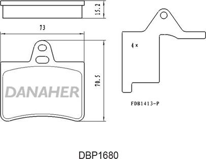 Danaher DBP1680 - Bremžu uzliku kompl., Disku bremzes ps1.lv