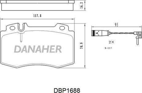 Danaher DBP1688 - Bremžu uzliku kompl., Disku bremzes ps1.lv