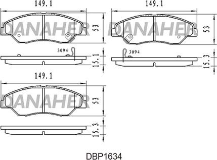 Danaher DBP1634 - Bremžu uzliku kompl., Disku bremzes ps1.lv