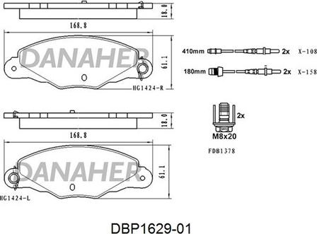 Danaher DBP1629-01 - Bremžu uzliku kompl., Disku bremzes ps1.lv