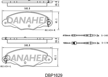 Danaher DBP1629 - Bremžu uzliku kompl., Disku bremzes ps1.lv