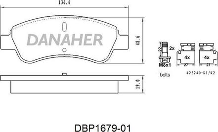 Danaher DBP1679-01 - Bremžu uzliku kompl., Disku bremzes ps1.lv