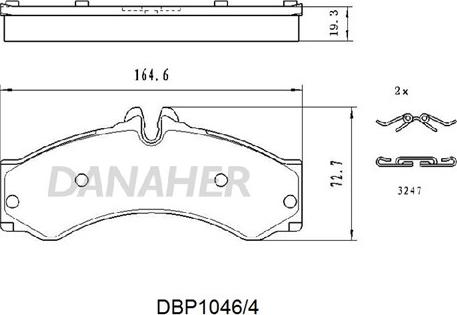 Danaher DBP1046/4 - Bremžu uzliku kompl., Disku bremzes ps1.lv