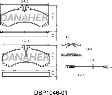 Danaher DBP1046-01 - Bremžu uzliku kompl., Disku bremzes ps1.lv