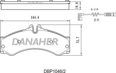 Danaher DBP1046/2 - Bremžu uzliku kompl., Disku bremzes ps1.lv