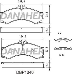 Danaher DBP1046 - Bremžu uzliku kompl., Disku bremzes ps1.lv