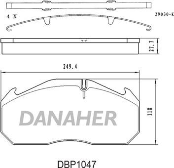 Danaher DBP1047 - Bremžu uzliku kompl., Disku bremzes ps1.lv