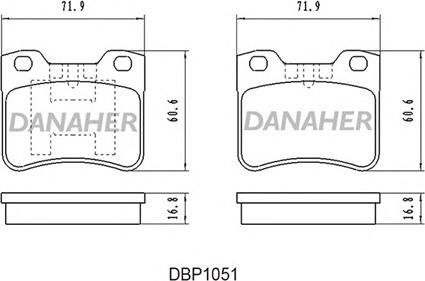 Danaher DBP1051 - Bremžu uzliku kompl., Disku bremzes ps1.lv