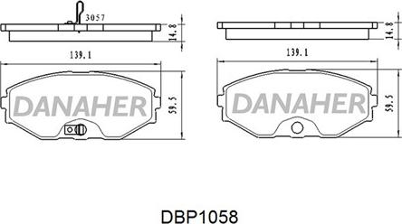 Danaher DBP1058 - Bremžu uzliku kompl., Disku bremzes ps1.lv