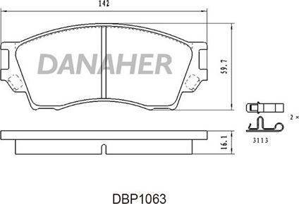 Danaher DBP1063 - Bremžu uzliku kompl., Disku bremzes ps1.lv