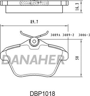 Danaher DBP1018 - Bremžu uzliku kompl., Disku bremzes ps1.lv