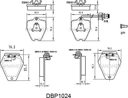 Danaher DBP1024 - Bremžu uzliku kompl., Disku bremzes ps1.lv