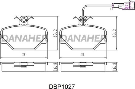 Danaher DBP1027 - Bremžu uzliku kompl., Disku bremzes ps1.lv