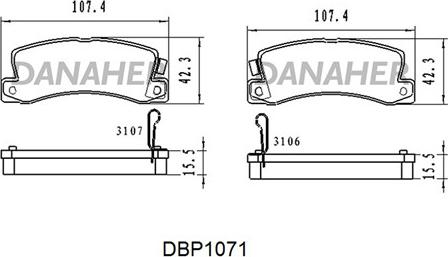 Danaher DBP1071 - Bremžu uzliku kompl., Disku bremzes ps1.lv