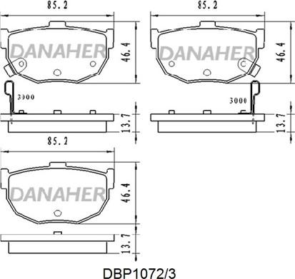 Danaher DBP1072/3 - Bremžu uzliku kompl., Disku bremzes ps1.lv