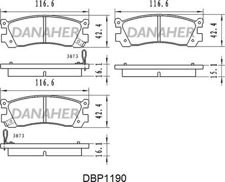 Danaher DBP1190 - Bremžu uzliku kompl., Disku bremzes ps1.lv