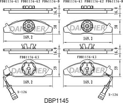 Danaher DBP1145 - Bremžu uzliku kompl., Disku bremzes ps1.lv