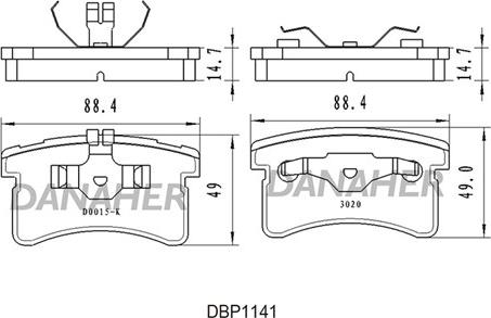 Danaher DBP1141 - Bremžu uzliku kompl., Disku bremzes ps1.lv