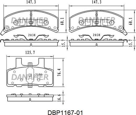 Danaher DBP1167-01 - Bremžu uzliku kompl., Disku bremzes ps1.lv