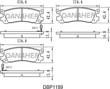 Danaher DBP1189 - Bremžu uzliku kompl., Disku bremzes ps1.lv