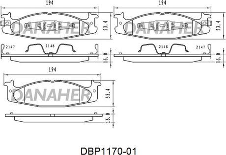 Danaher DBP1170-01 - Bremžu uzliku kompl., Disku bremzes ps1.lv